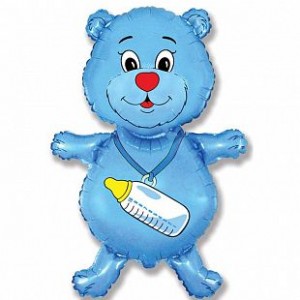 Фольгированный шар Медвежонок мальчик (синий) мини